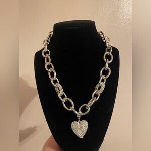 Silver charm necklace with heart